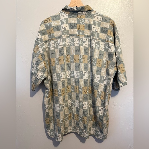 Vintage Harley Davidson Hawaiian Shirt All Over Print Men's 2XL Green/Tan Check - Picture 10 of 12